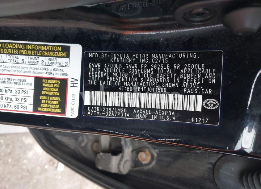 Photo 9 of 2015 Toyota Avalon HYBRID LIMITED (VIN 4T1BD1EB1FU041506)