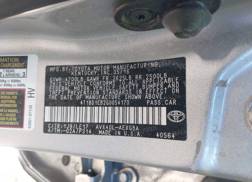 Photo 9 of 2016 Toyota Avalon HYBRID XLE PREMIUM (VIN 4T1BD1EB2GU054170)