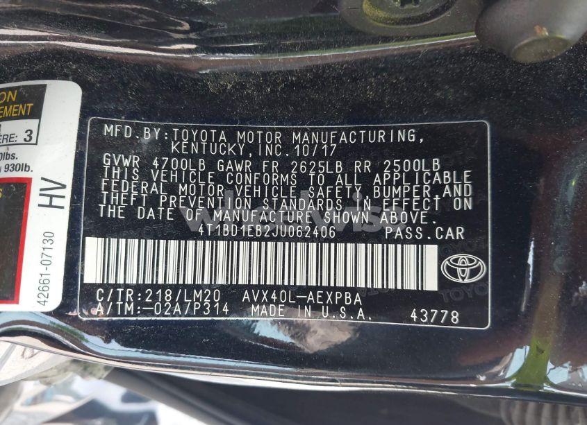 Photo 9 of 2018 Toyota Avalon HYBRID LIMITED (VIN 4T1BD1EB2JU062406)