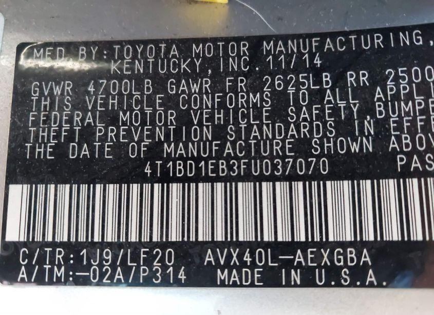 Photo 9 of 2015 Toyota Avalon HYBRID XLE PREMIUM (VIN 4T1BD1EB3FU037070)