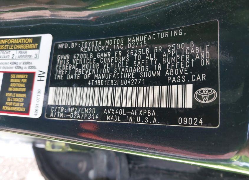 Photo 9 of 2015 Toyota Avalon HYBRID LIMITED (VIN 4T1BD1EB3FU042771)