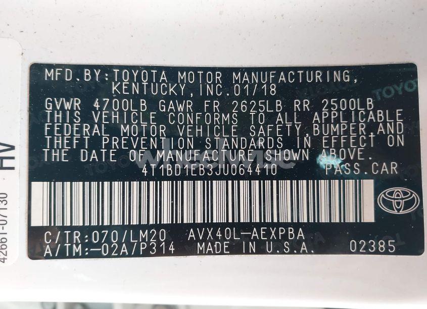 Photo 9 of 2018 Toyota Avalon HYBRID LIMITED (VIN 4T1BD1EB3JU064410)