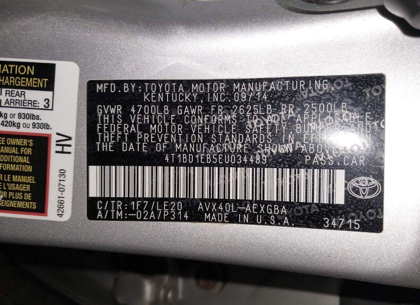 Photo 9 of 2014 Toyota Avalon HYBRID XLE TOURING (VIN 4T1BD1EB5EU034489)