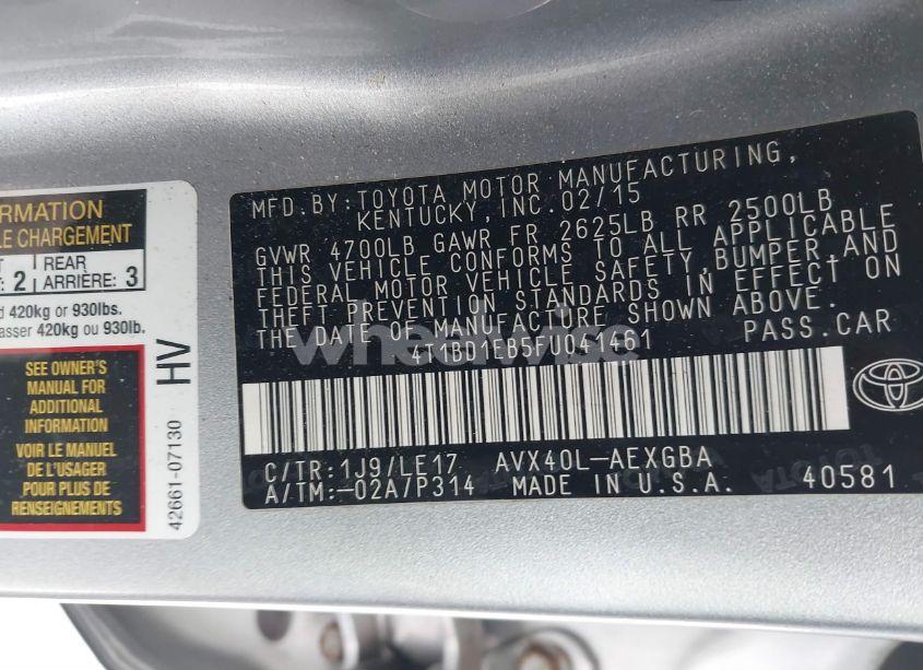 Photo 9 of 2015 Toyota Avalon HYBRID XLE TOURING (VIN 4T1BD1EB5FU041461)