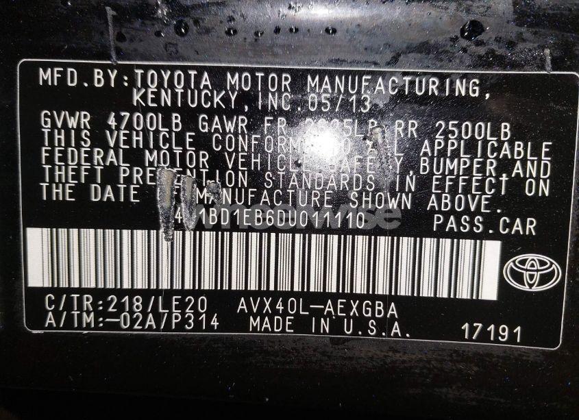 Photo 9 of 2013 Toyota Avalon HYBRID XLE TOURING (VIN 4T1BD1EB6DU011110)