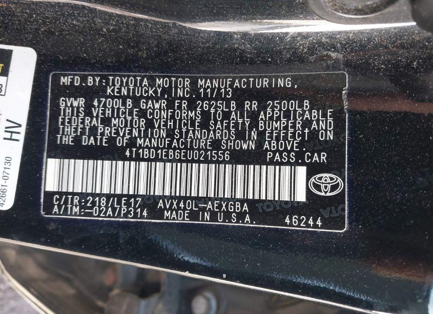 Photo 9 of 2014 Toyota Avalon HYBRID XLE TOURING (VIN 4T1BD1EB6EU021556)