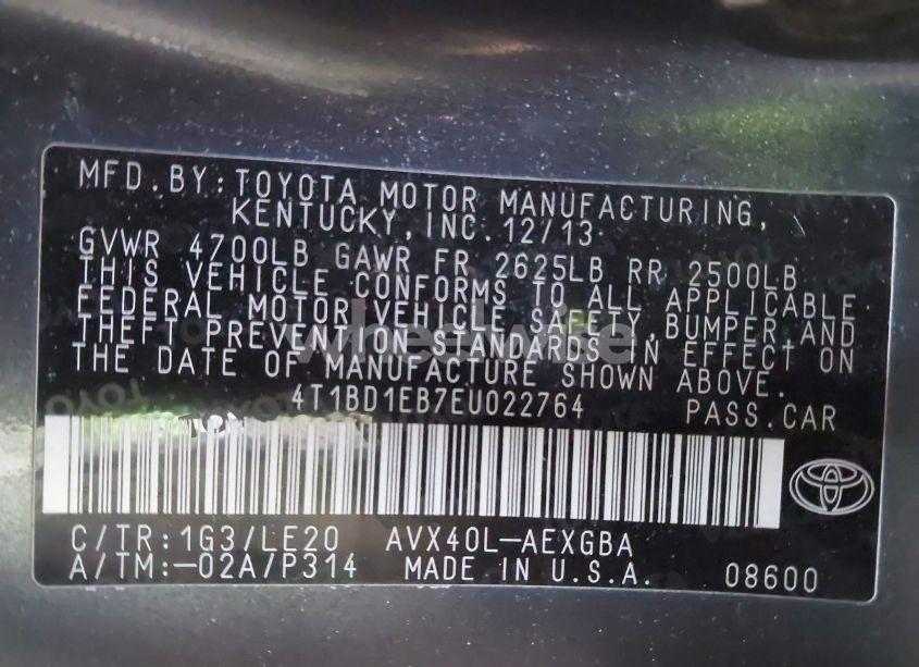 Photo 9 of 2014 Toyota Avalon HYBRID XLE TOURING (VIN 4T1BD1EB7EU022764)