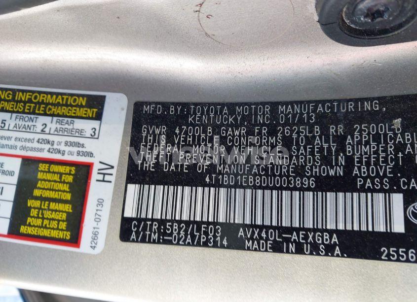 Photo 9 of 2013 Toyota Avalon HYBRID XLE PREMIUM (VIN 4T1BD1EB8DU003896)