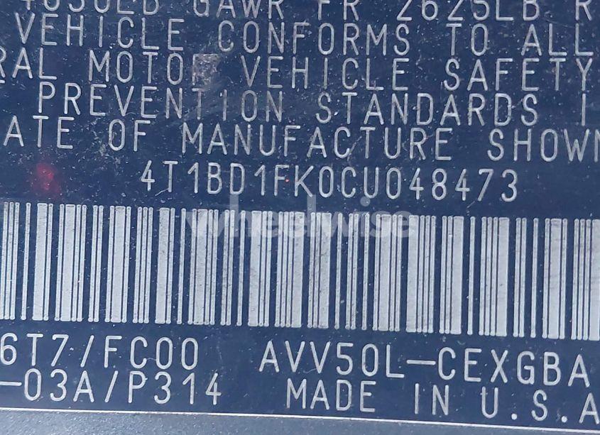 Photo 9 of 2012 Toyota Camry HYBRID XLE (VIN 4T1BD1FK0CU048473)