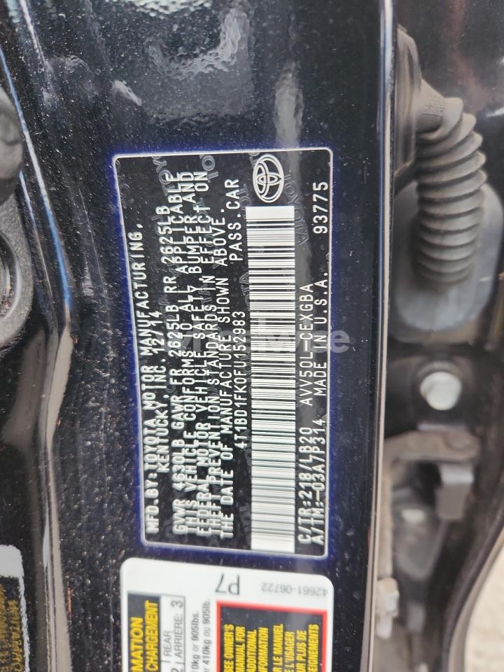 Photo 13 of 2015 TOYOTA CAMRY HYBRID (VIN 4T1BD1FK0FU152983)