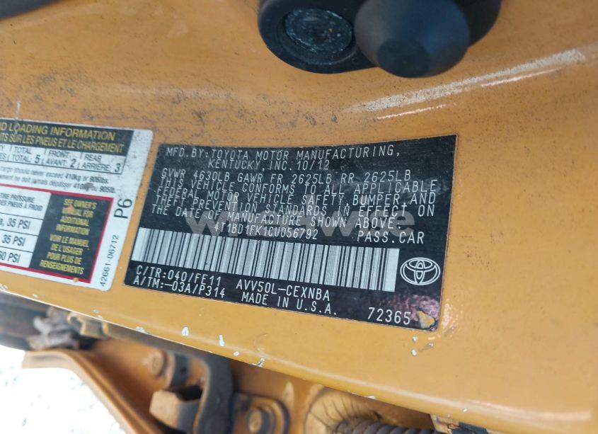 Photo 9 of 2012 Toyota Camry HYBRID LE (VIN 4T1BD1FK1CU056792)