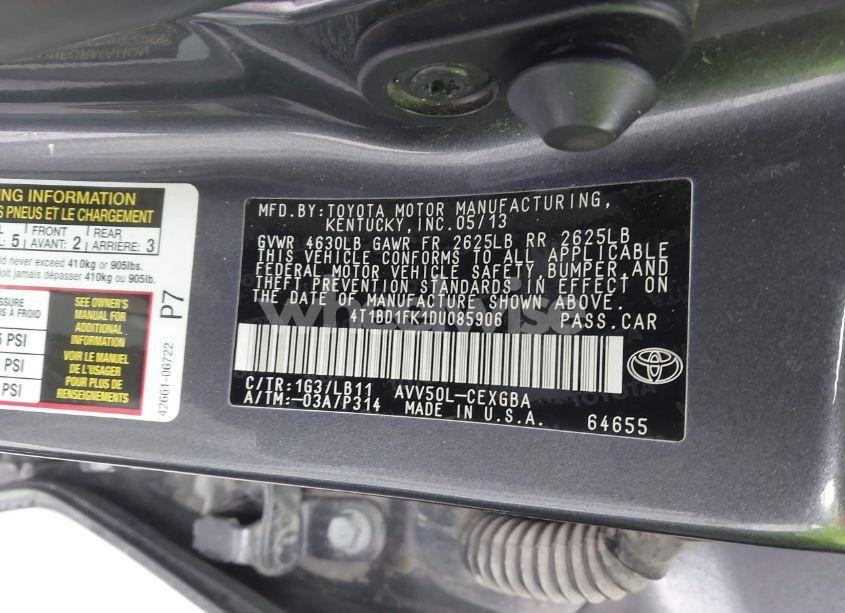 Photo 9 of 2013 Toyota Camry HYBRID XLE (VIN 4T1BD1FK1DU085906)