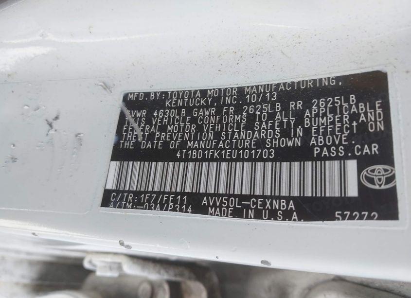 Photo 9 of 2014 Toyota Camry HYBRID LE (VIN 4T1BD1FK1EU101703)