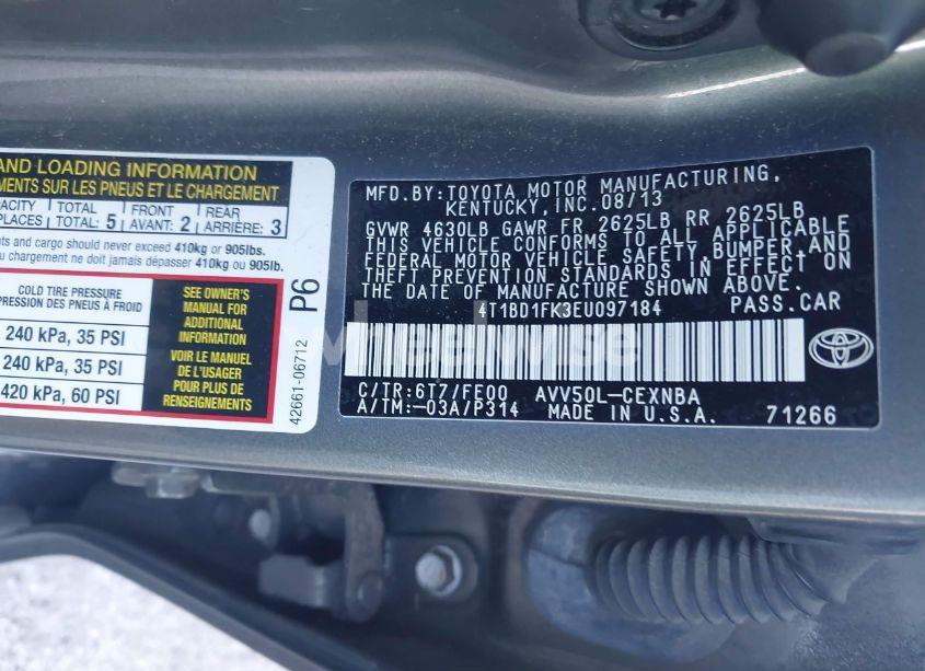 Photo 9 of 2014 Toyota Camry HYBRID LE (VIN 4T1BD1FK3EU097184)