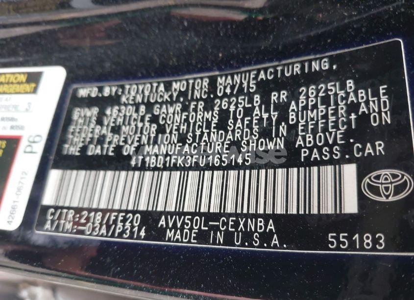 Photo 9 of 2015 Toyota Camry HYBRID LE (VIN 4T1BD1FK3FU165145)