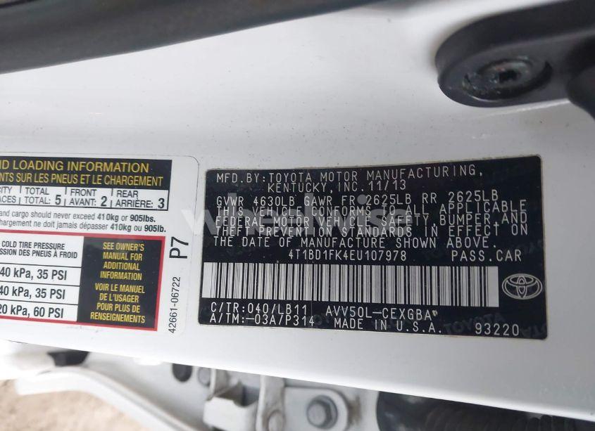 Photo 9 of 2014 Toyota Camry HYBRID XLE (VIN 4T1BD1FK4EU107978)