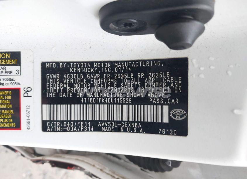Photo 9 of 2014 Toyota Camry HYBRID LE (VIN 4T1BD1FK4EU115529)