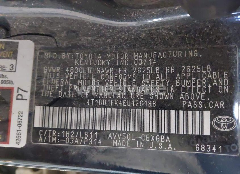 Photo 9 of 2014 Toyota Camry HYBRID XLE (VIN 4T1BD1FK4EU126188)