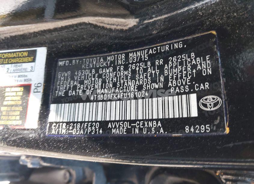 Photo 9 of 2015 Toyota Camry HYBRID LE (VIN 4T1BD1FK4FU161024)