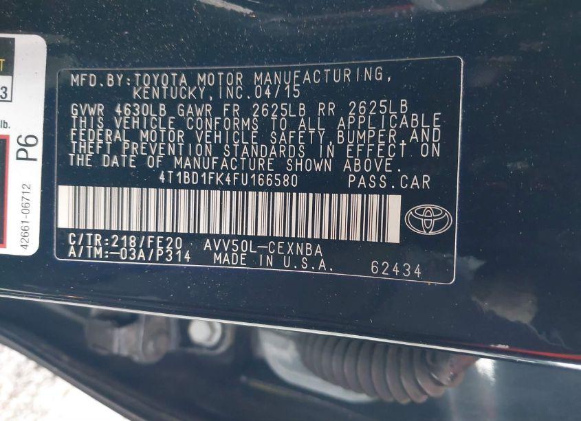 Photo 9 of 2015 Toyota Camry HYBRID LE (VIN 4T1BD1FK4FU166580)