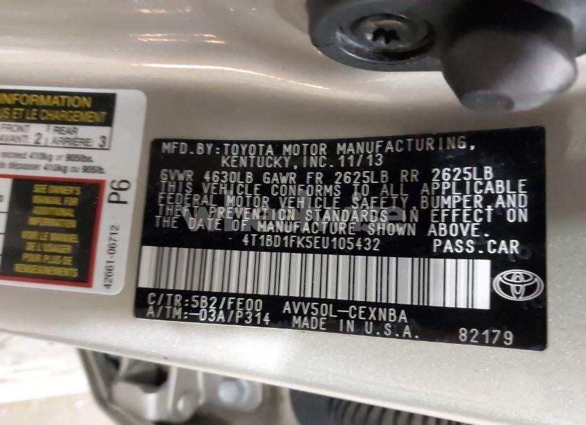 Photo 9 of 2014 Toyota Camry HYBRID LE (VIN 4T1BD1FK5EU105432)