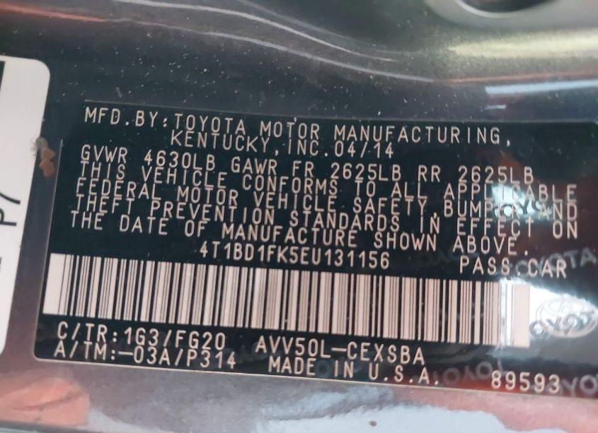 Photo 9 of 2014 Toyota Camry HYBRID SE LIMITED EDITION (VIN 4T1BD1FK5EU131156)