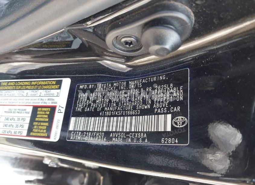 Photo 9 of 2015 Toyota Camry HYBRID SE (VIN 4T1BD1FK5FU166653)