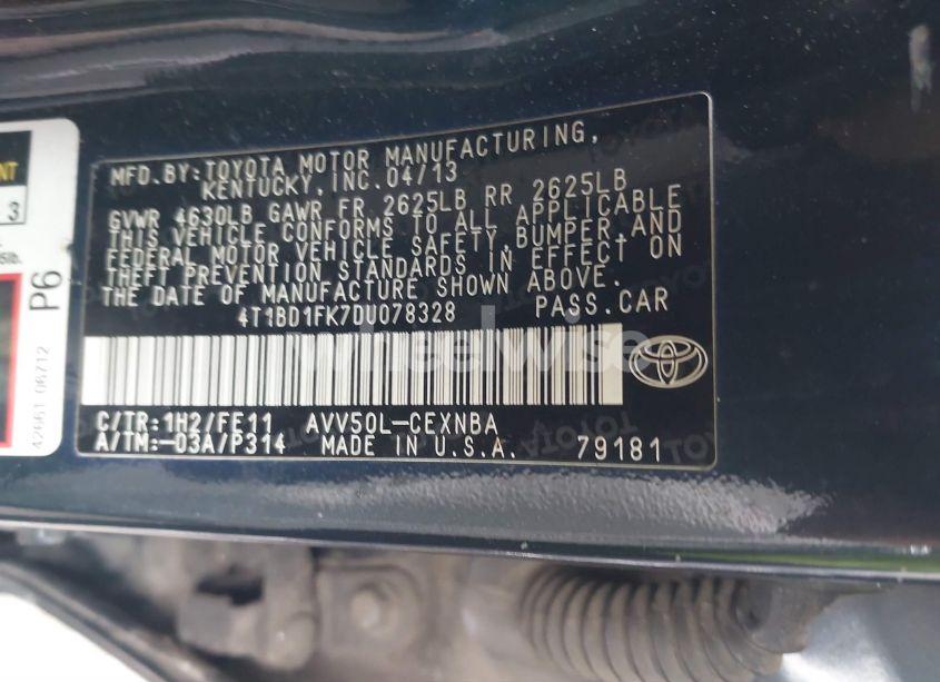 Photo 9 of 2013 Toyota Camry HYBRID LE (VIN 4T1BD1FK7DU078328)