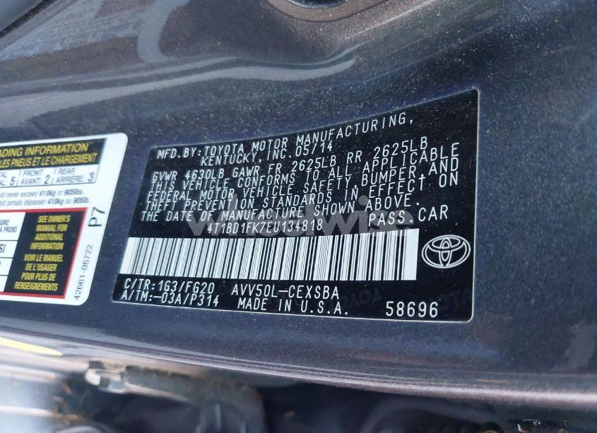 Photo 9 of 2014 Toyota Camry HYBRID SE LIMITED EDITION (VIN 4T1BD1FK7EU134818)