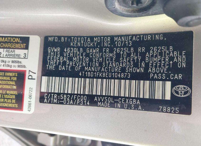 Photo 9 of 2014 Toyota Camry HYBRID XLE (VIN 4T1BD1FK8EU104873)