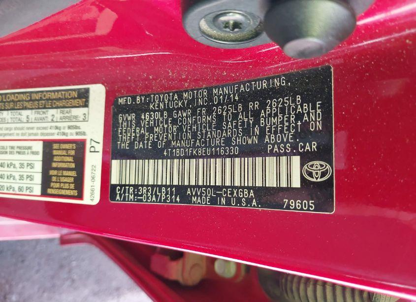 Photo 9 of 2014 Toyota Camry HYBRID XLE (VIN 4T1BD1FK8EU116330)