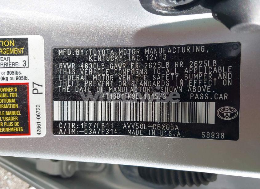 Photo 9 of 2014 Toyota Camry HYBRID XLE (VIN 4T1BD1FK9EU111573)