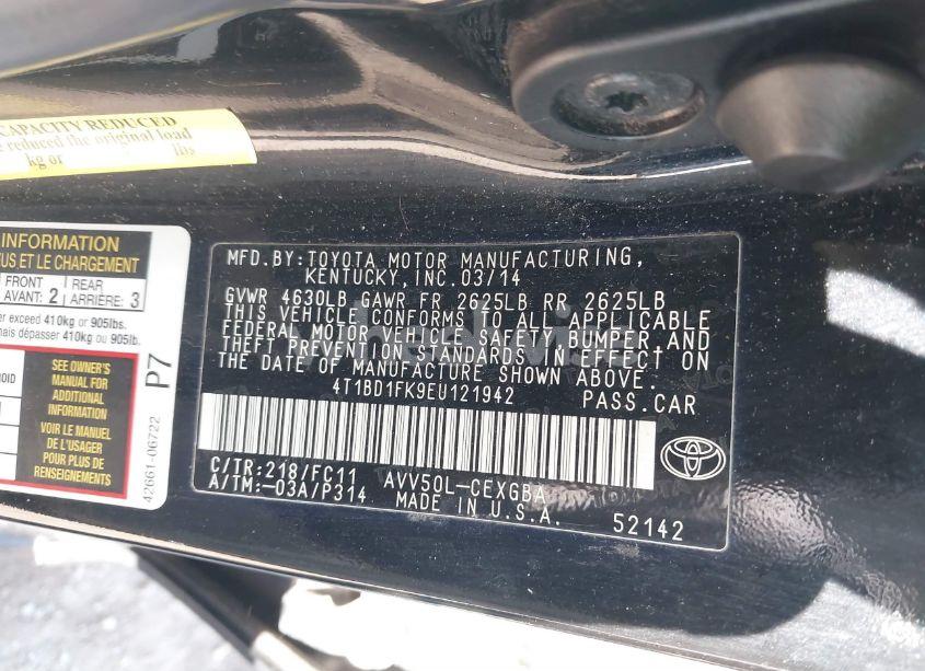 Photo 9 of 2014 Toyota Camry HYBRID XLE (VIN 4T1BD1FK9EU121942)