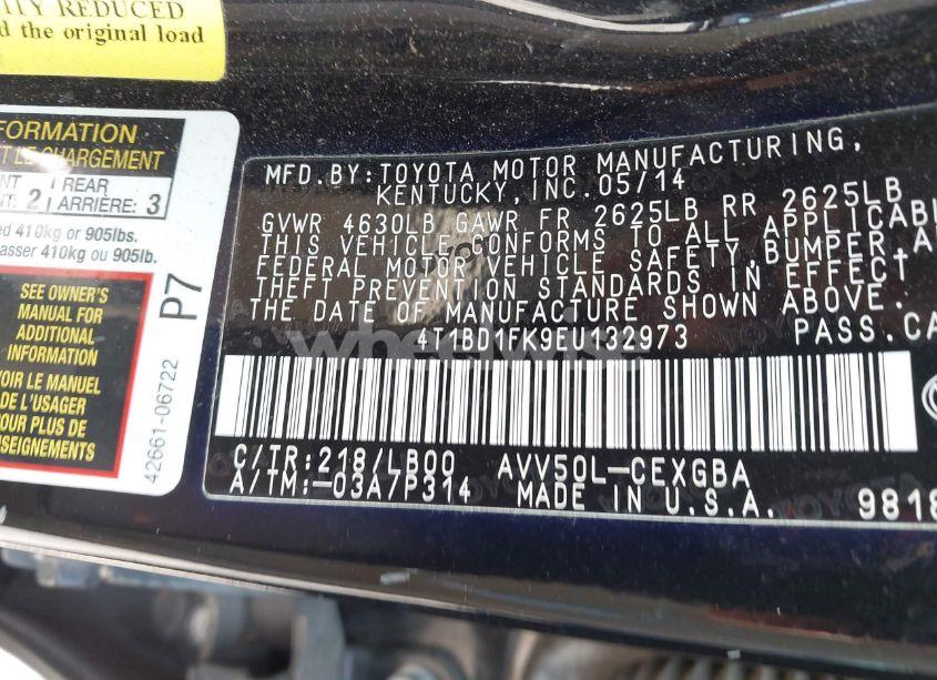 Photo 9 of 2014 Toyota Camry HYBRID XLE (VIN 4T1BD1FK9EU132973)