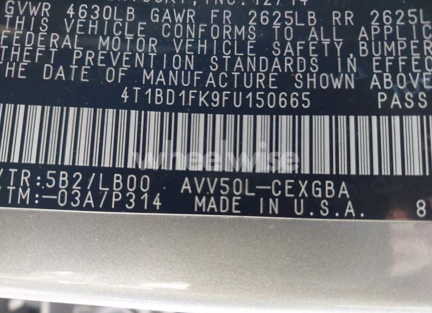 Photo 9 of 2015 Toyota Camry HYBRID XLE (VIN 4T1BD1FK9FU150665)