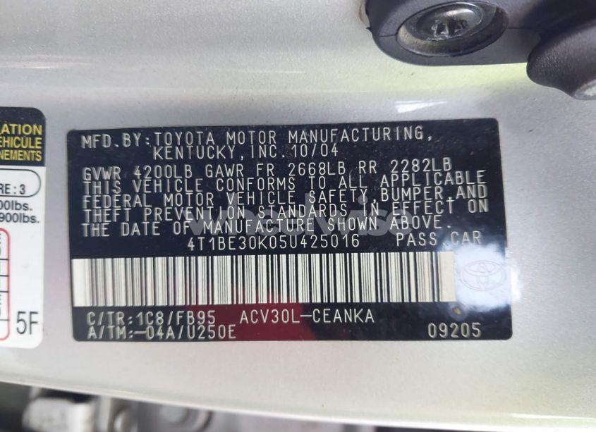 Photo 9 of 2005 Toyota Camry LE (VIN 4T1BE30K05U425016)