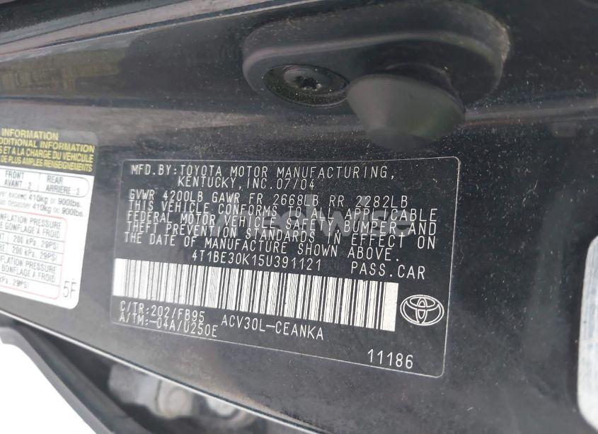 Photo 9 of 2005 Toyota Camry LE (VIN 4T1BE30K15U391121)