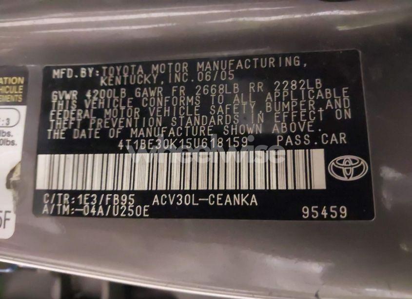 Photo 9 of 2005 Toyota Camry LE (VIN 4T1BE30K15U618159)