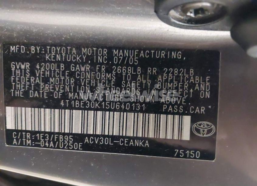 Photo 9 of 2005 Toyota Camry LE (VIN 4T1BE30K15U640131)