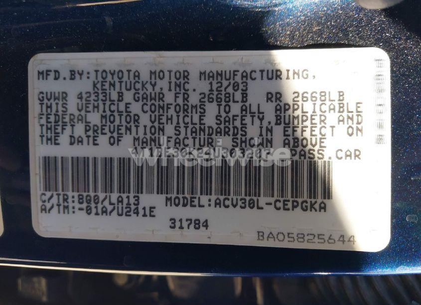 Photo 9 of 2004 Toyota Camry XLE (VIN 4T1BE30K24U303207)