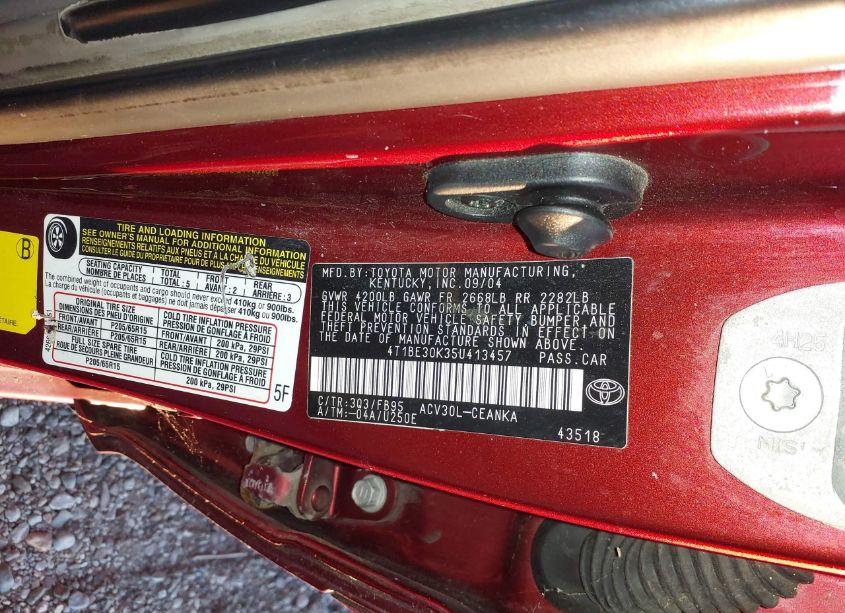 Photo 9 of 2005 Toyota Camry LE (VIN 4T1BE30K35U413457)