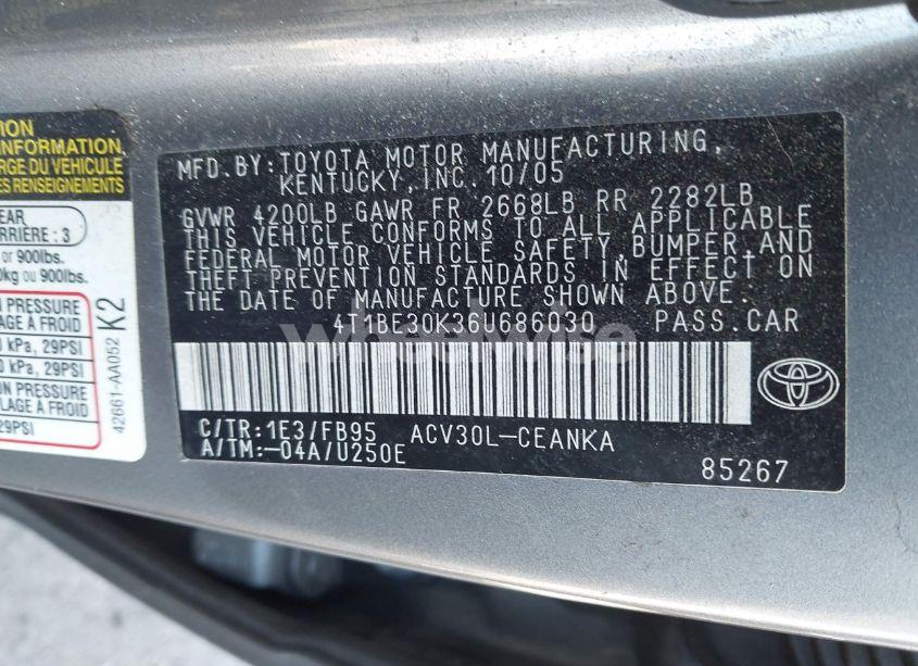Photo 9 of 2006 Toyota Camry LE (VIN 4T1BE30K36U686030)