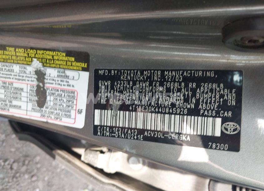 Photo 9 of 2004 Toyota Camry XLE (VIN 4T1BE30K44U845926)