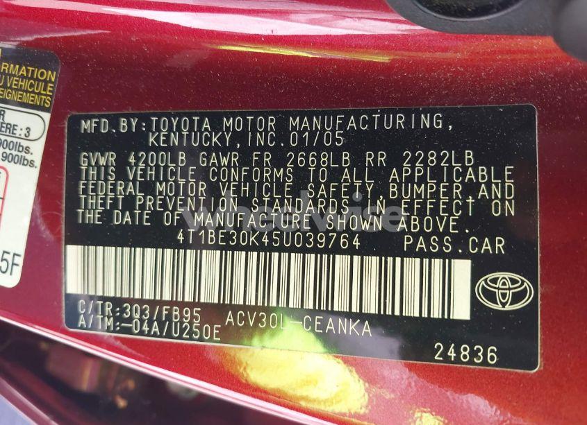 Photo 9 of 2005 Toyota Camry LE (VIN 4T1BE30K45U039764)