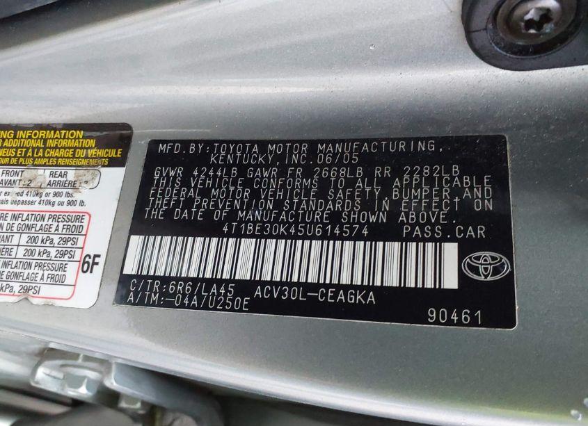 Photo 9 of 2005 Toyota Camry XLE (VIN 4T1BE30K45U614574)