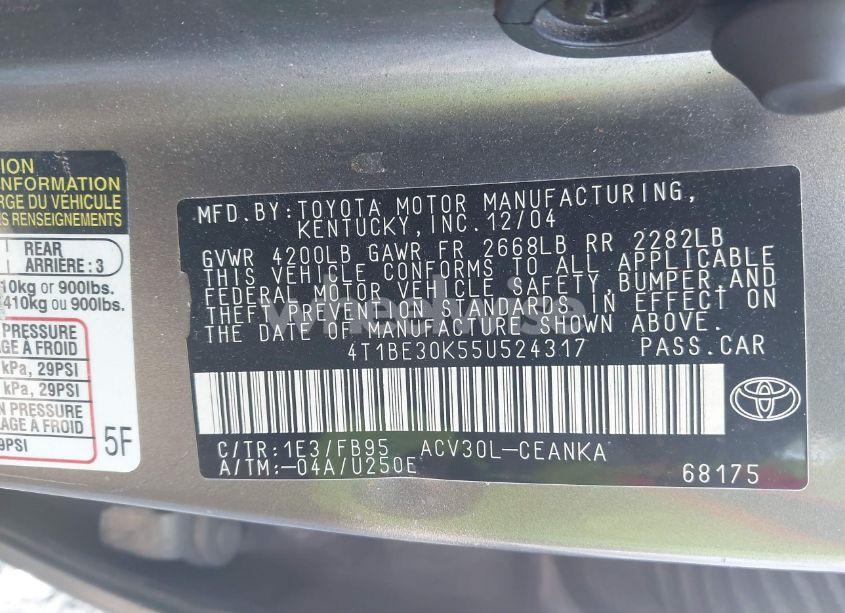 Photo 9 of 2005 Toyota Camry LE (VIN 4T1BE30K55U524317)