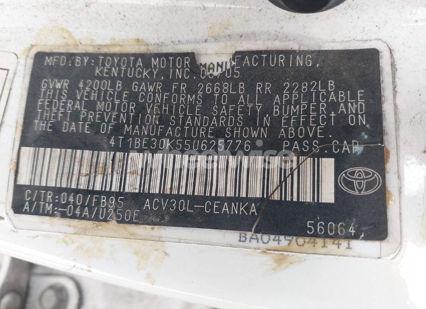 Photo 9 of 2005 Toyota Camry LE (VIN 4T1BE30K55U625776)