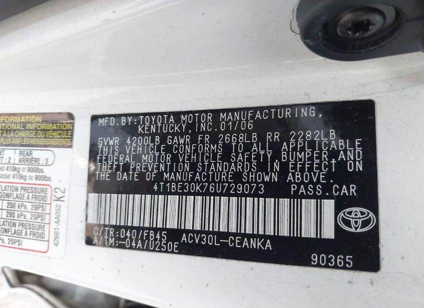 Photo 9 of 2006 Toyota Camry LE (VIN 4T1BE30K76U729073)
