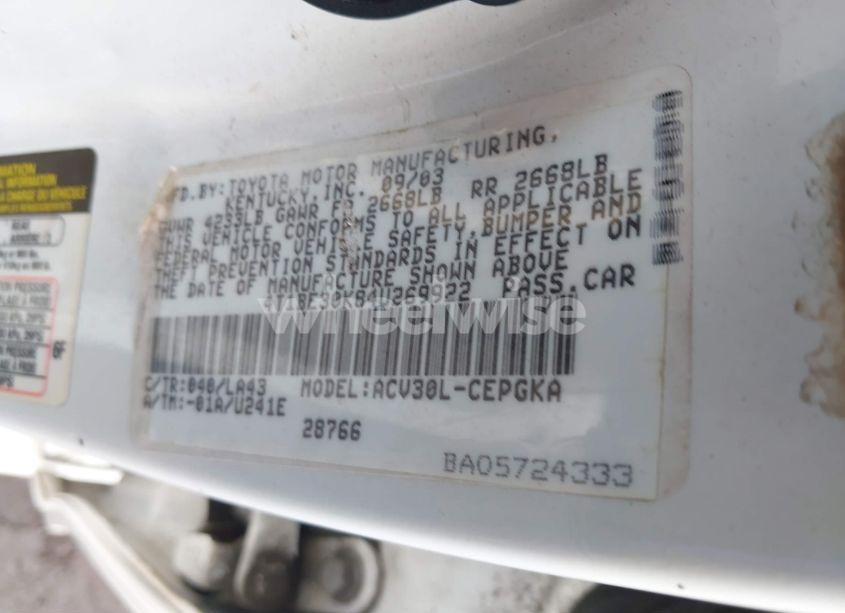 Photo 9 of 2004 Toyota Camry XLE (VIN 4T1BE30K84U269922)