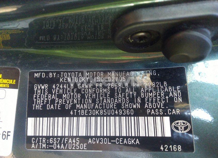 Photo 9 of 2005 Toyota Camry XLE (VIN 4T1BE30K85U049360)